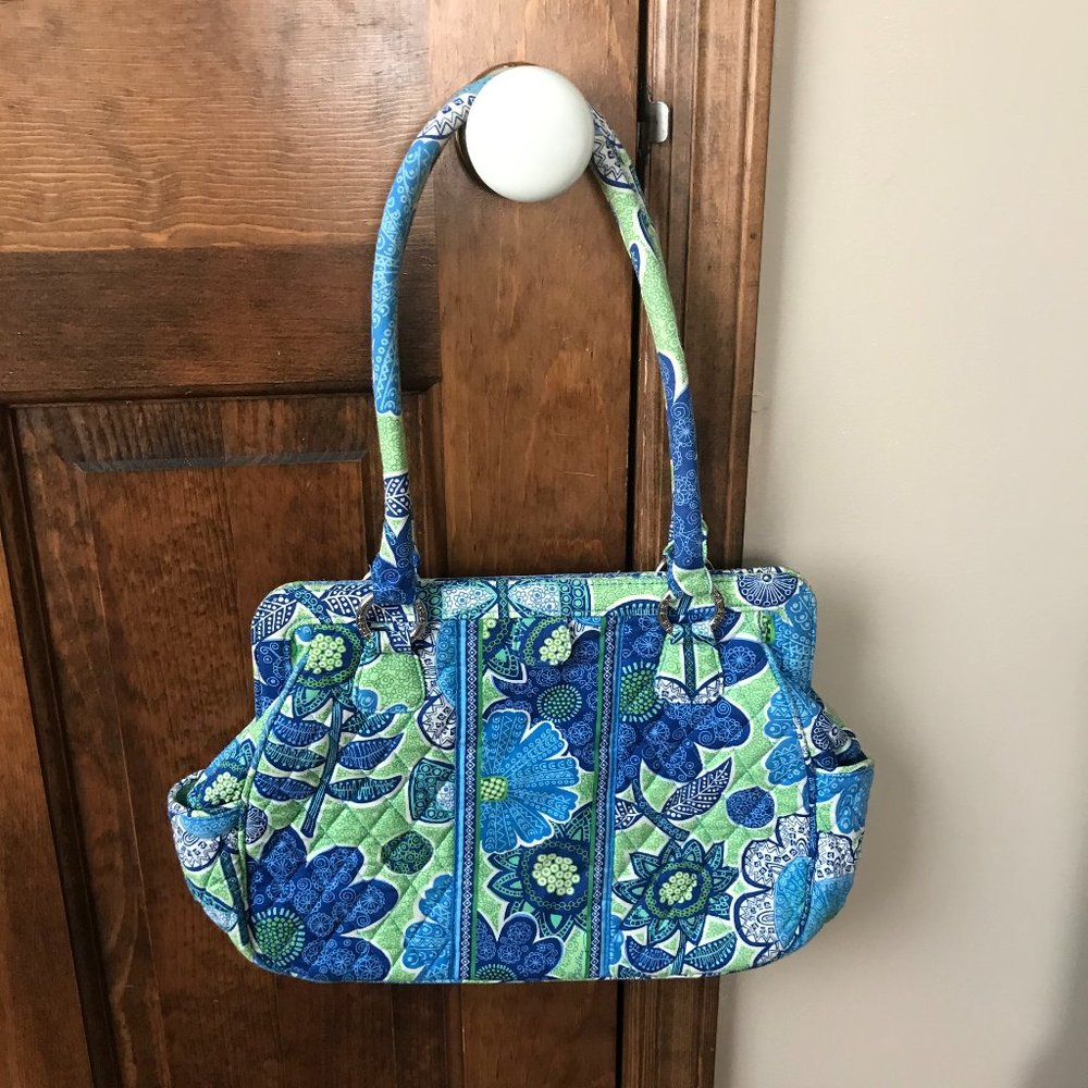 Vera Bradley Blue & Green Floral Quilted Satchel